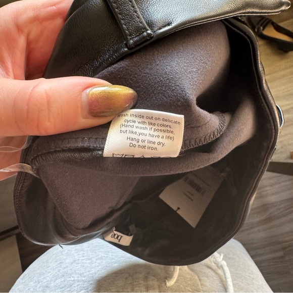 NWT Because of Alice BOA Black Leather Wide Leg Trousers Size M - Picture 11 of 11